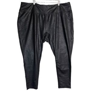 All Worthy Faux Leather Leggings Plus Size 3X Black NWOT Active Casual